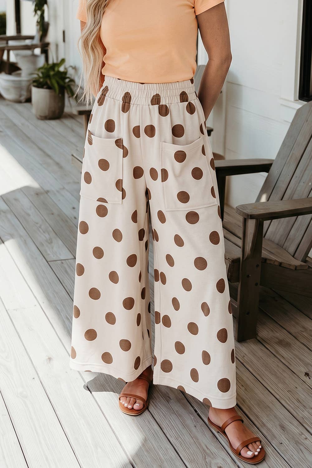 66 Polka Dot Smocked Waist Wide Leg Pants (S-2XL)