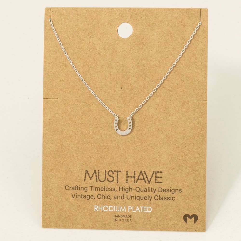 Mini Horseshoe Pendant Necklace Gold