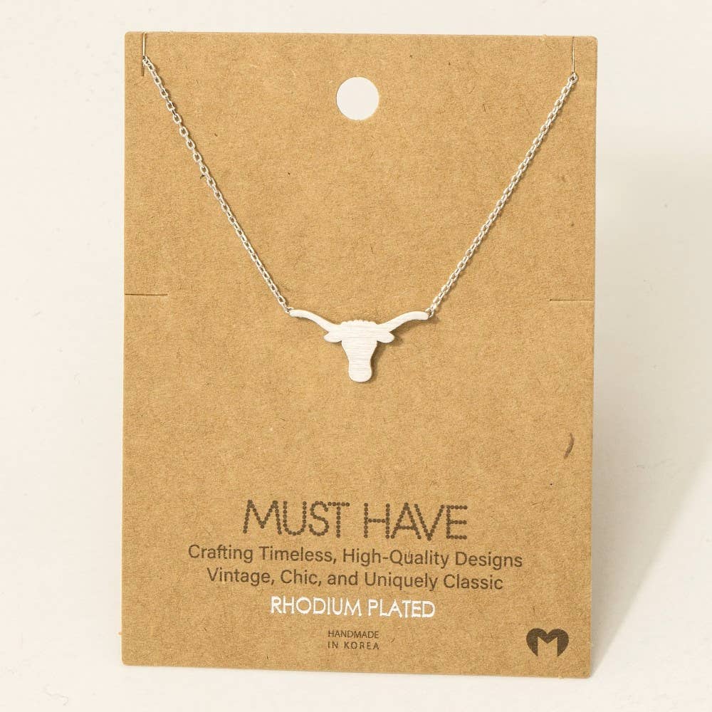 Gold Dipped Bull Head Pendant Necklace