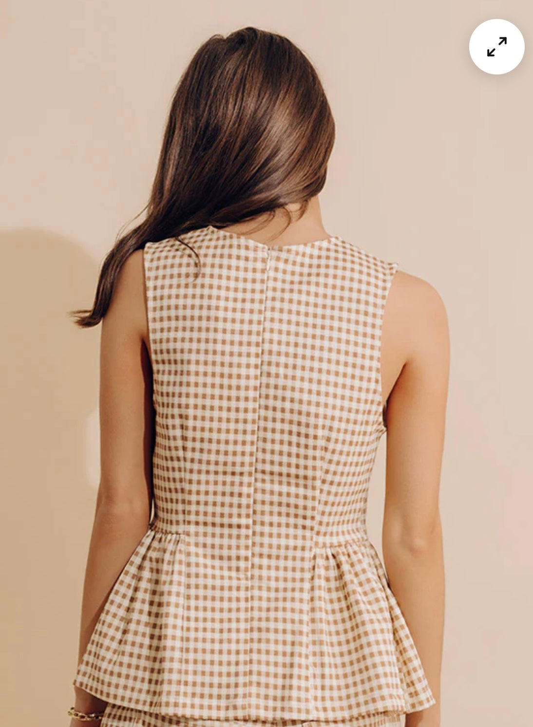 Entro Sleeveless Gingham Top - Tan