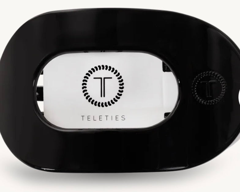 Teletie Large Round Flat Clip - Jet Black