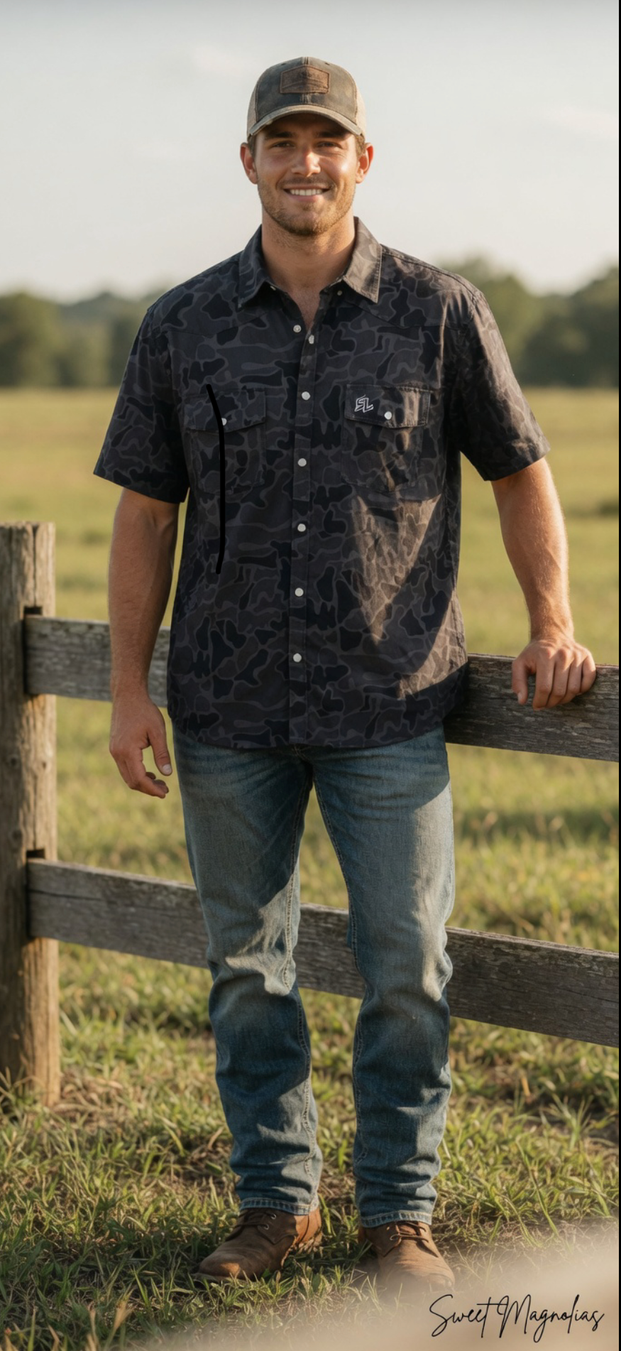 Southern Limit Button Down Light and Black Camo