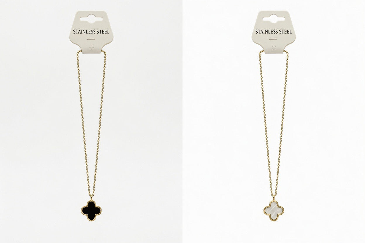 Quatrefoil Shape Double sided Necklace with Pendant (Small)