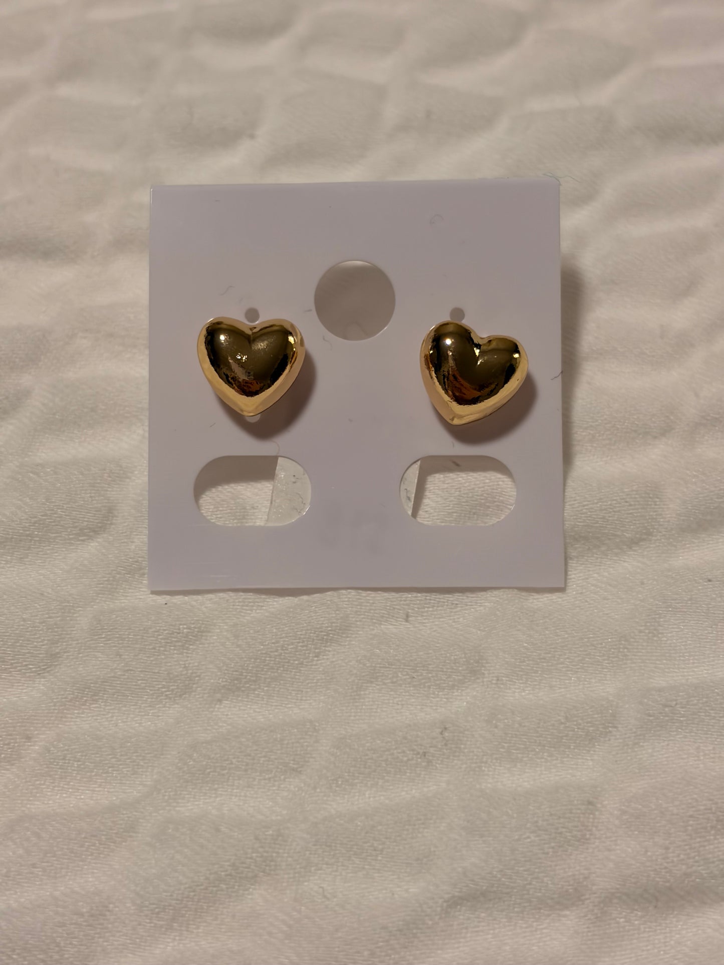 Gold Heart Stud Earrings