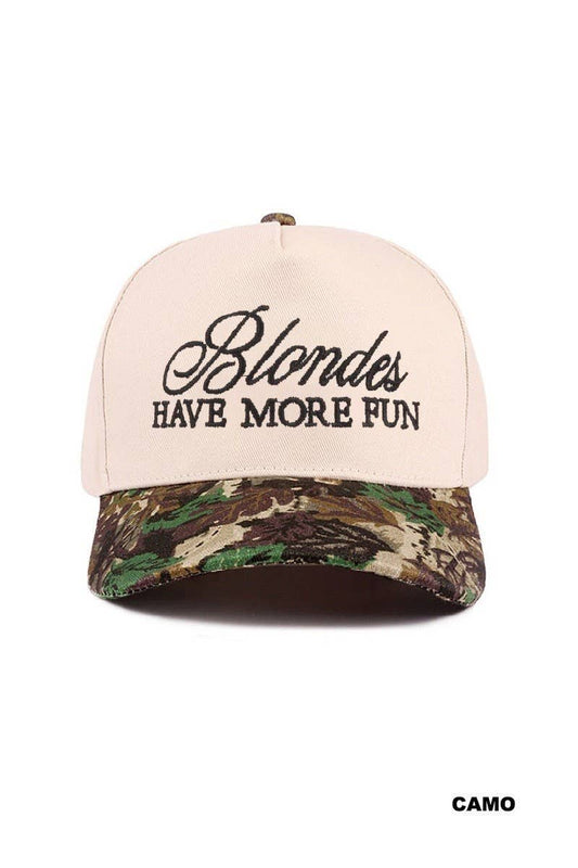 Blondes Have More Fun Two-tone Canvas Cotton Cap