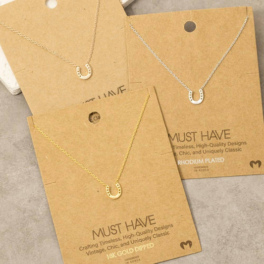 Mini Horseshoe Pendant Necklace Gold
