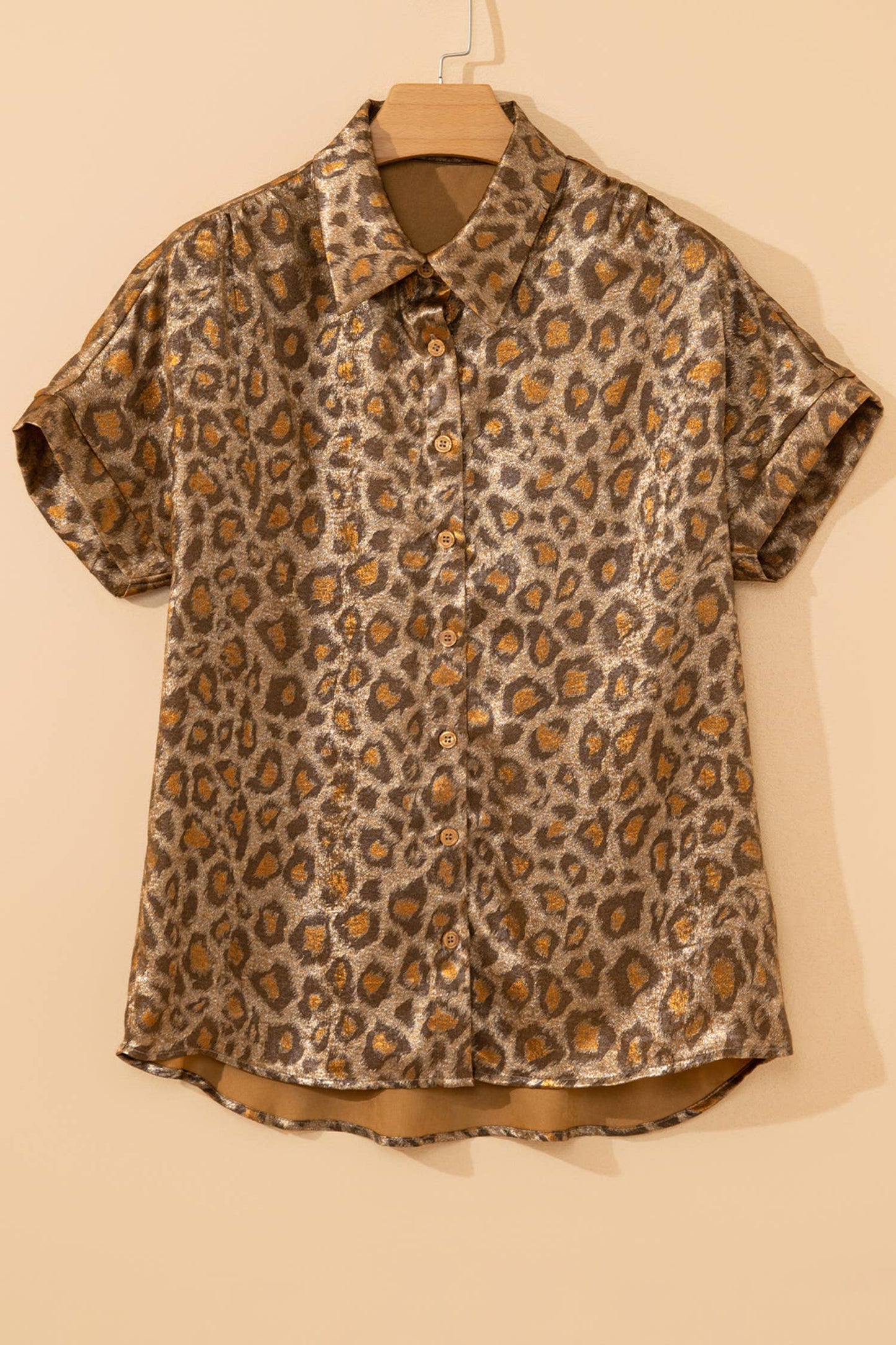 LAS Metallic Leopard Short Sleeve Casual Shirt (S-4X)