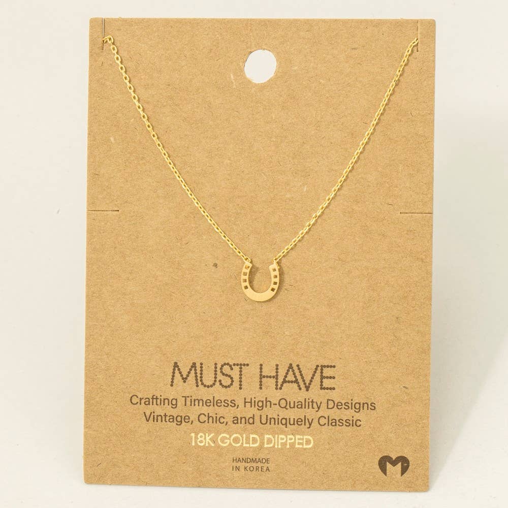Mini Horseshoe Pendant Necklace Gold