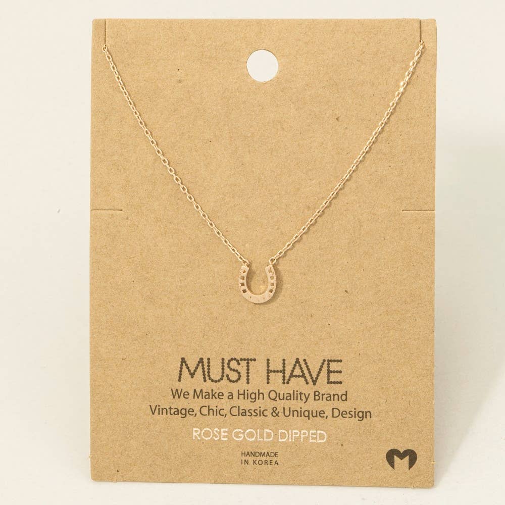 Mini Horseshoe Pendant Necklace Gold