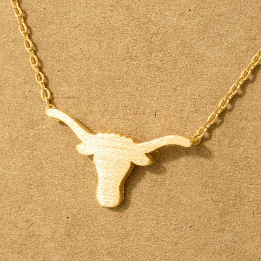 Gold Dipped Bull Head Pendant Necklace