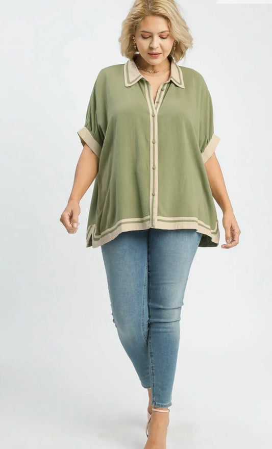Umgee Cotton Button Down Top