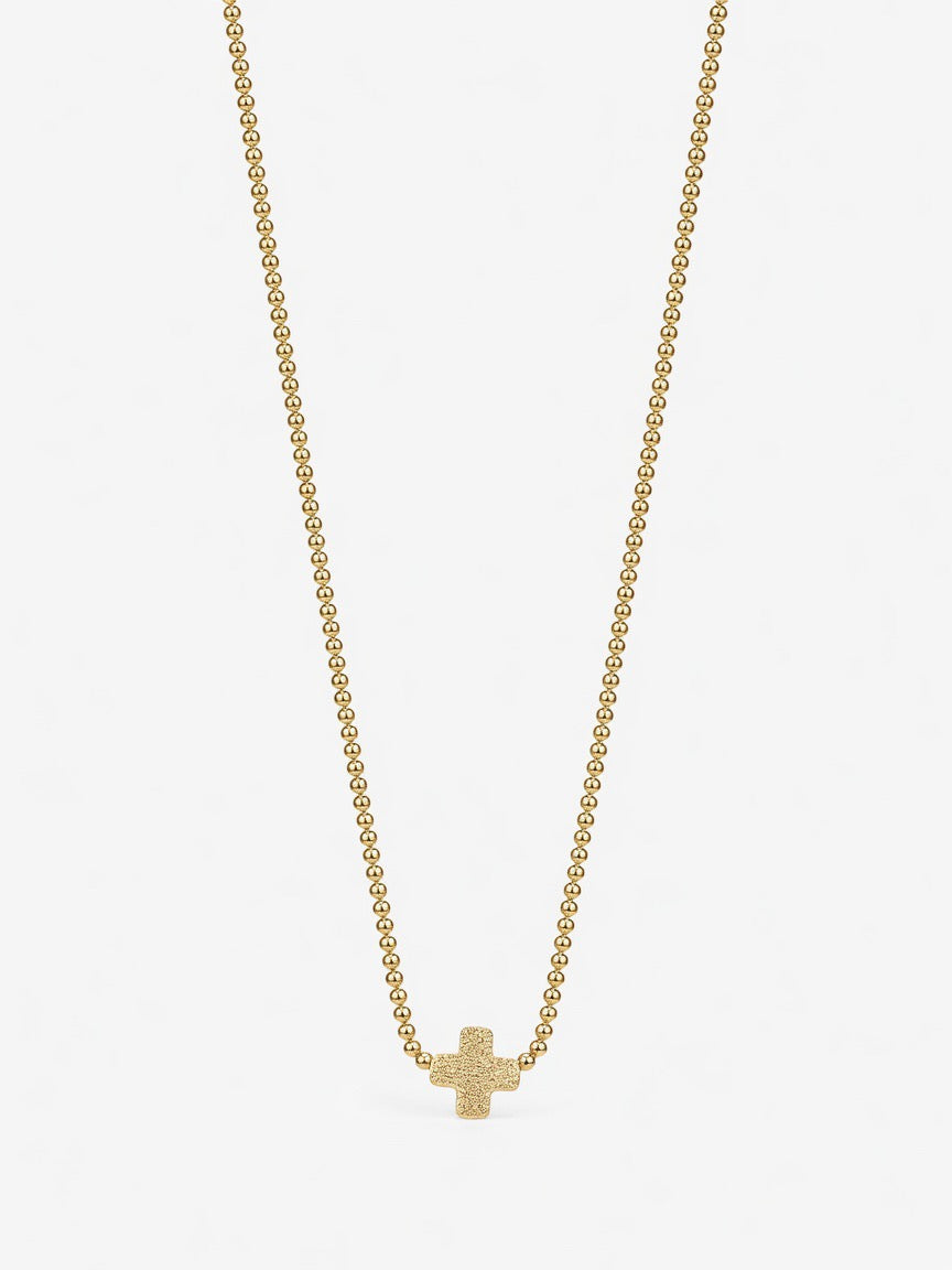 Cross Gold Bead Necklace