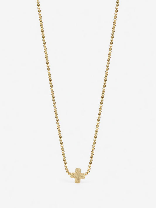 Cross Gold Bead Necklace