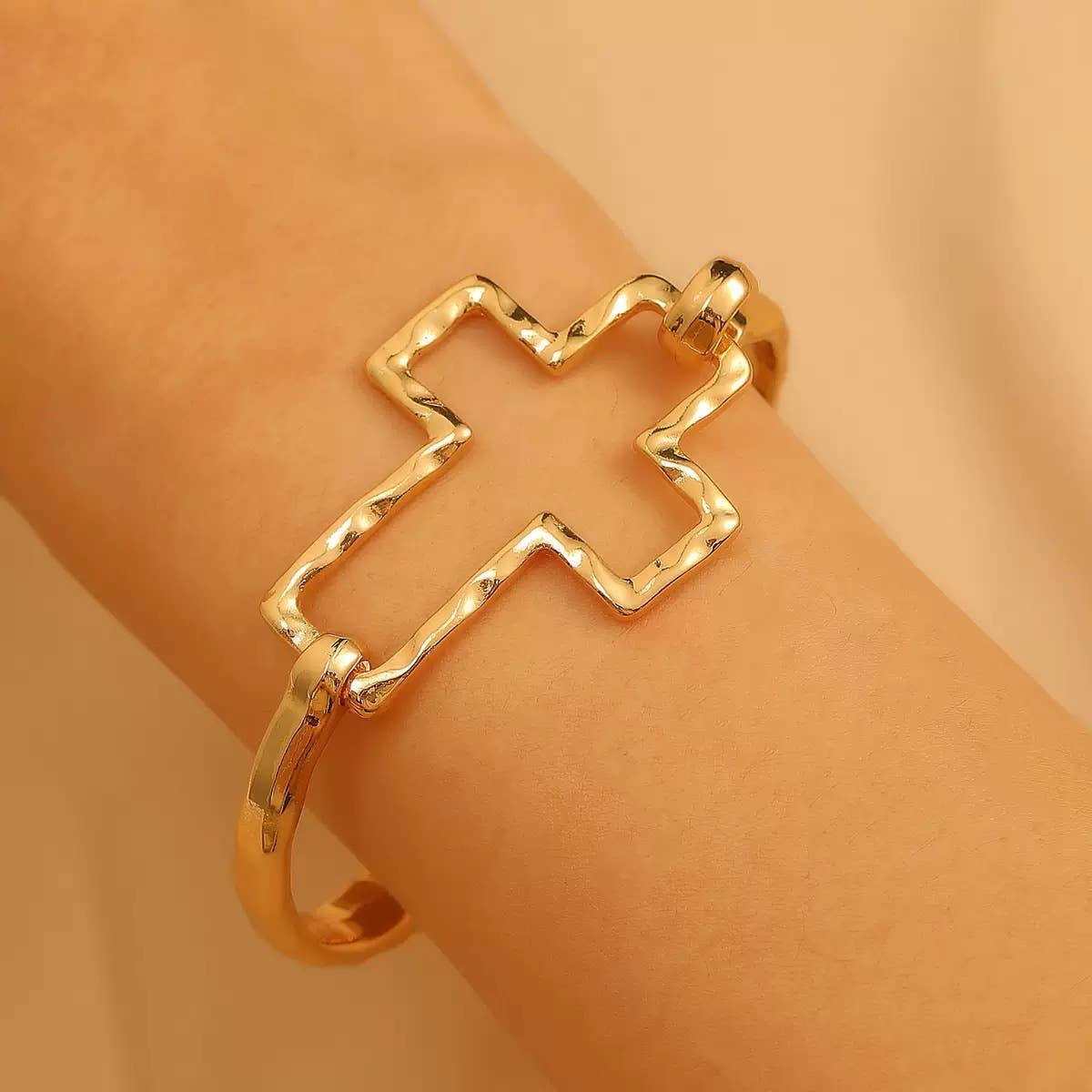 Cute Silver Cross Cuff Bracelet for Women- Elegant Cross