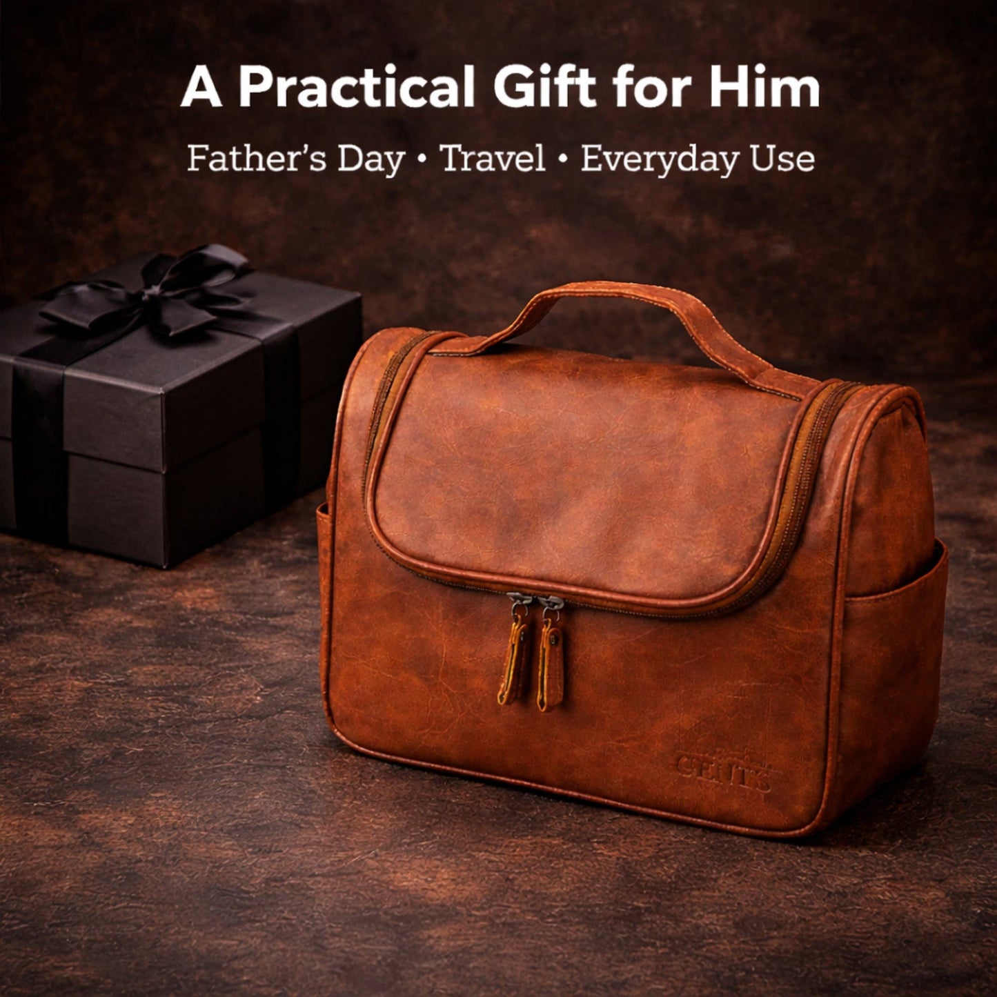 GENTS Beard Care Kit for Men with Faux Leather Travel Bag