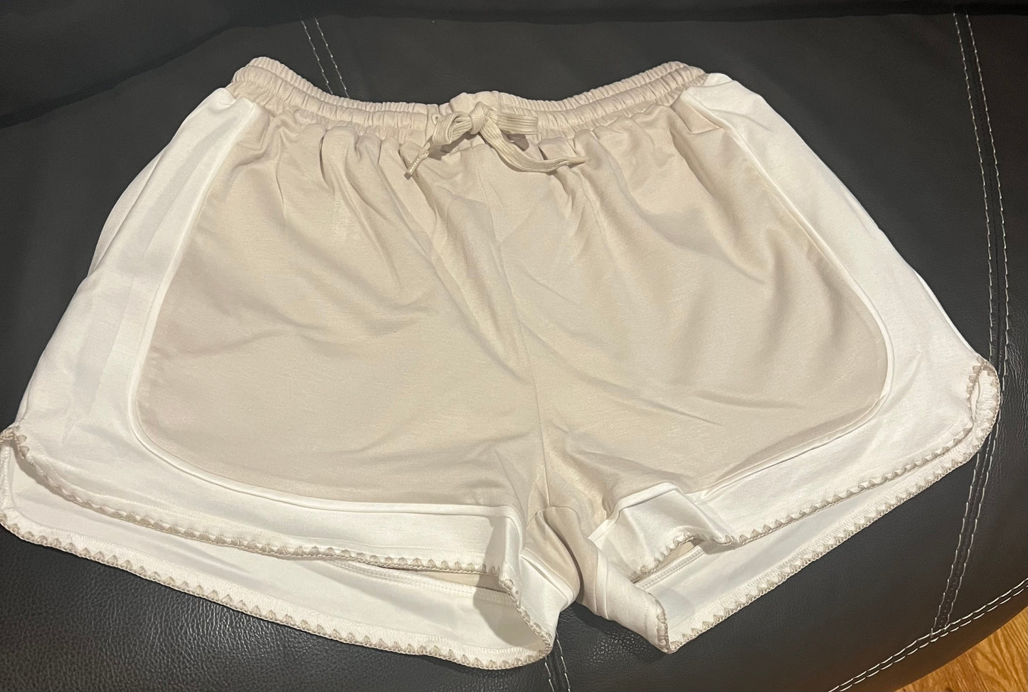 Sand/White Stretchy Shorts