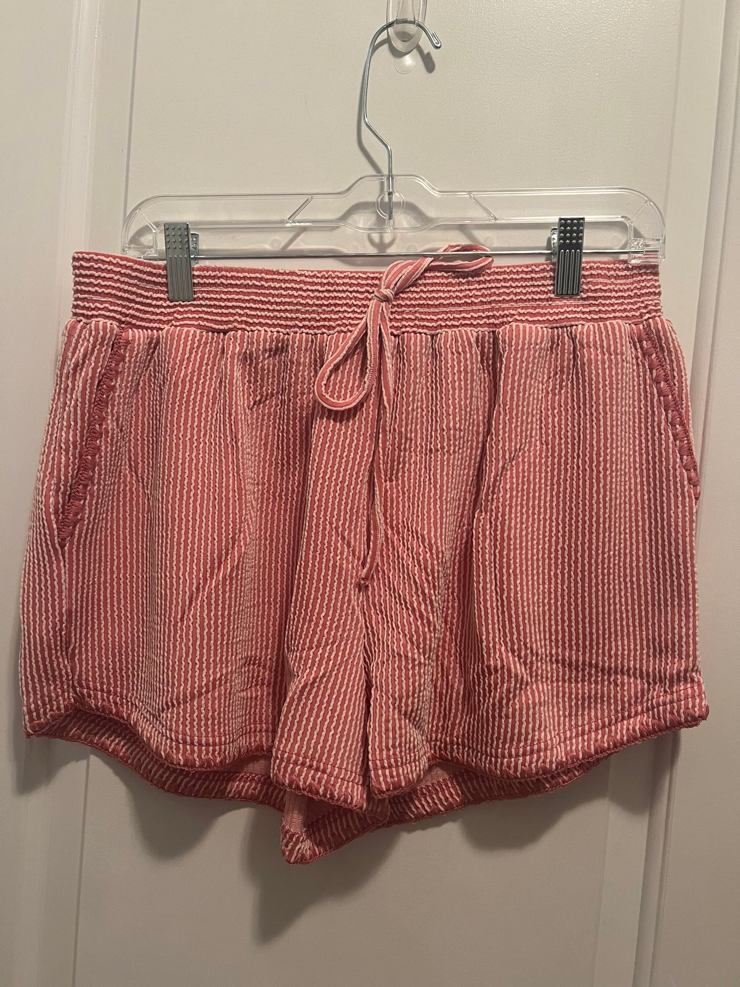 Pink and White Stripe Shorts - Umgee