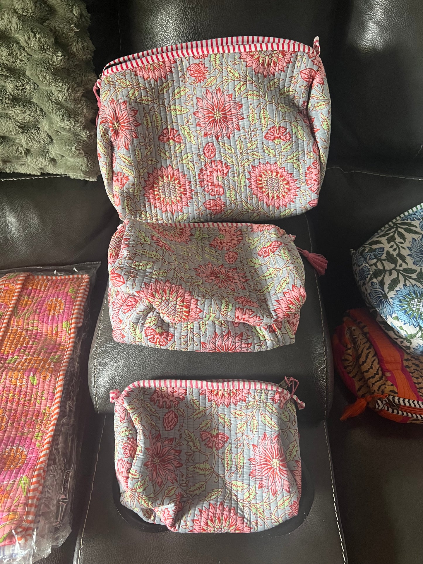 Quilted Toiletry Bags Set of 3