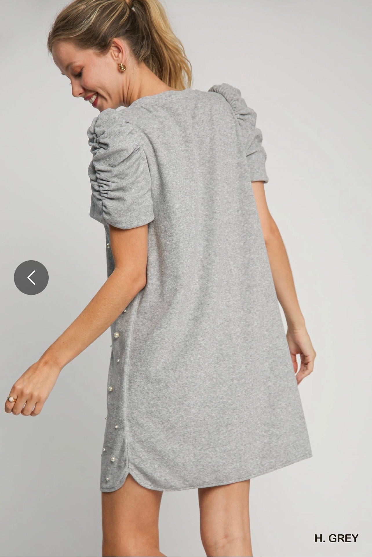 Grey Dress with Pearls - Umgee