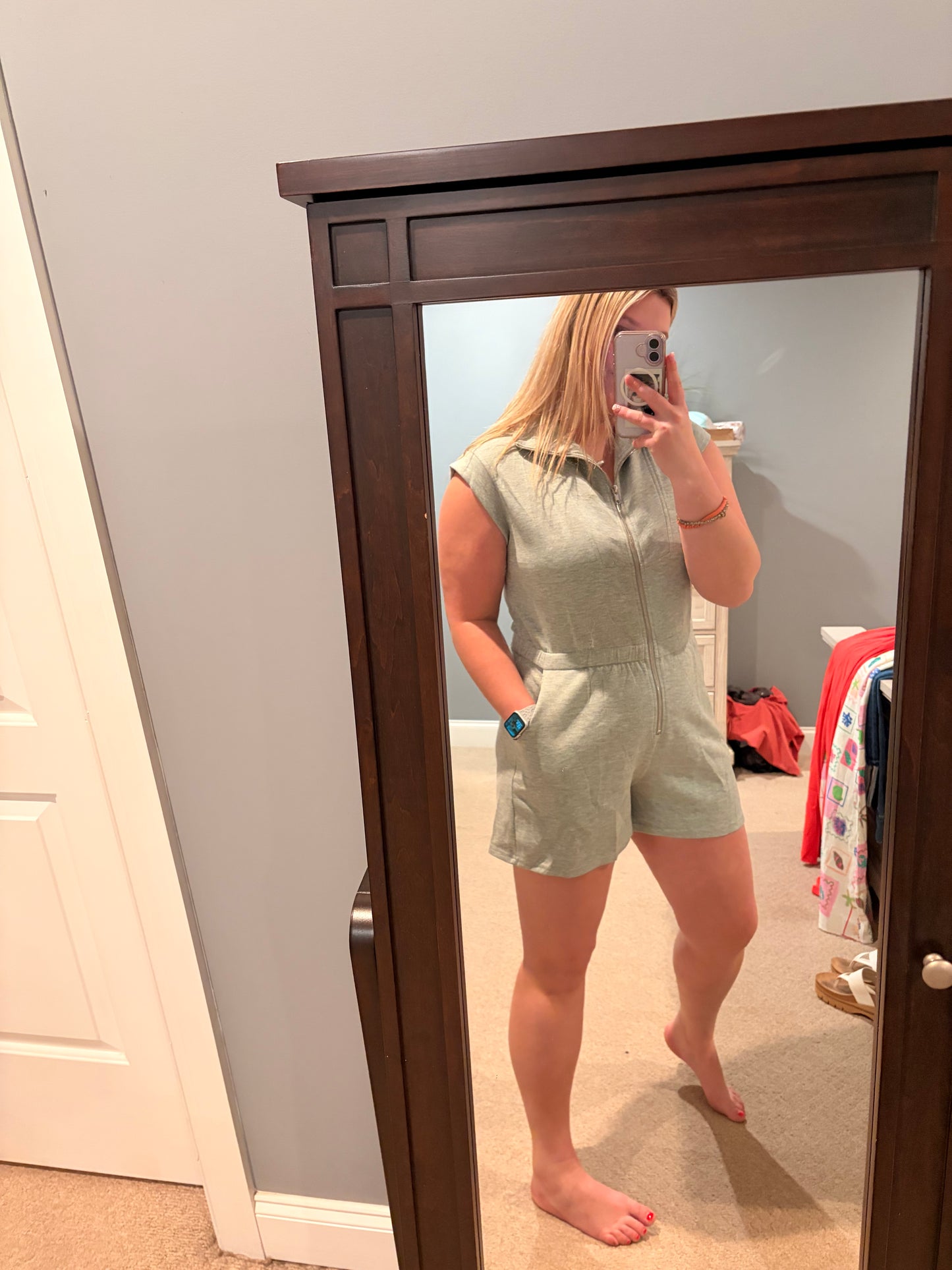 Athletic 3/4 Zip Romper