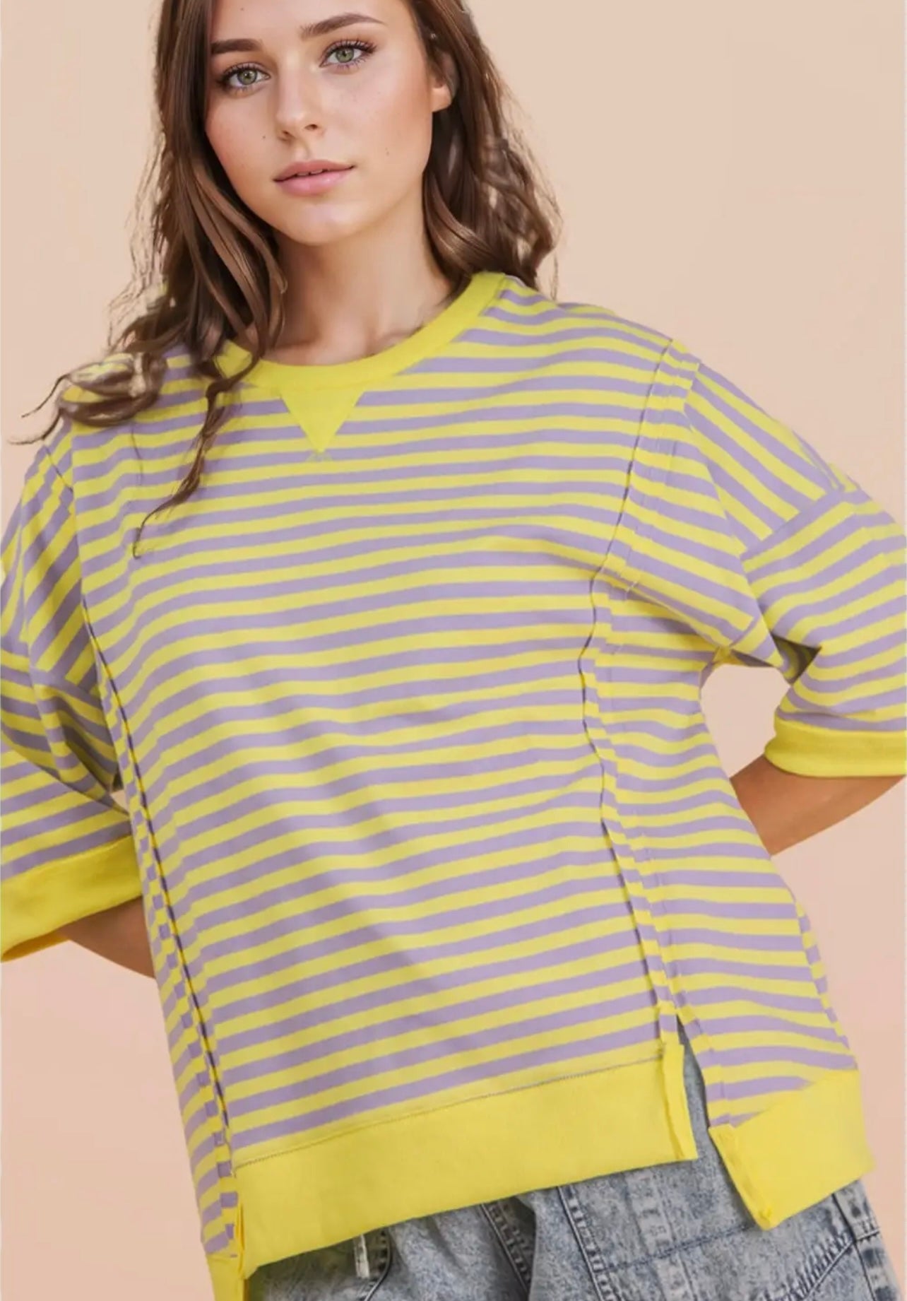 Lavender/Lemon Stripped Top