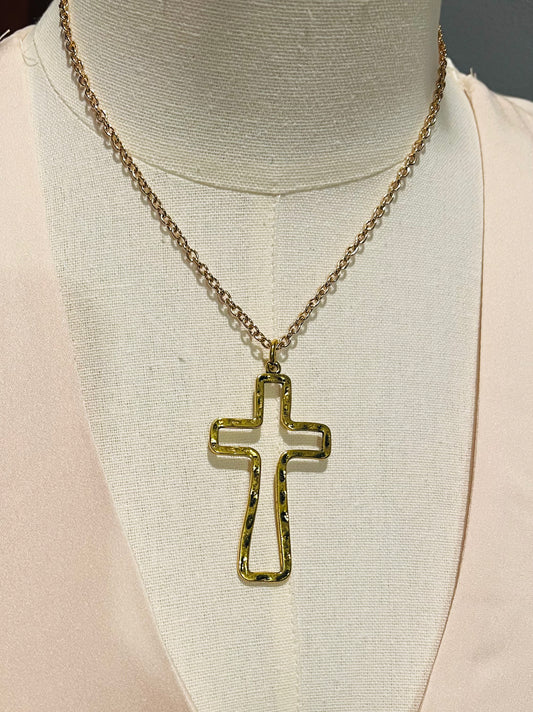 Nickel Free Gold Cross Pendant Necklace