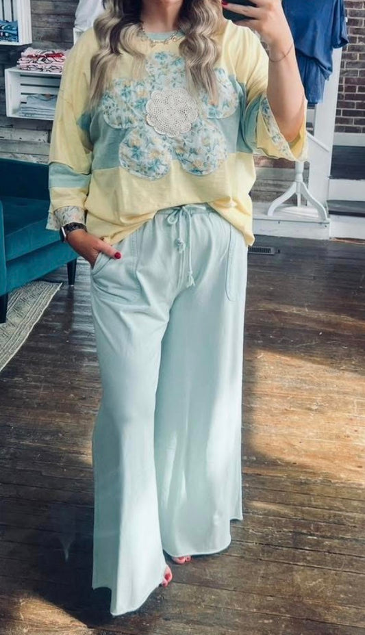 Plus Size Mint Cream Pull String Pants - Easel