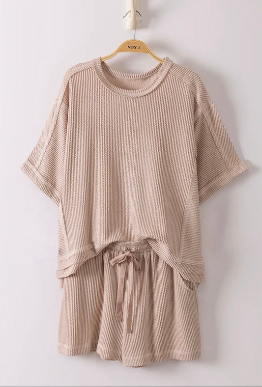 Oat Colored Shorts Suit