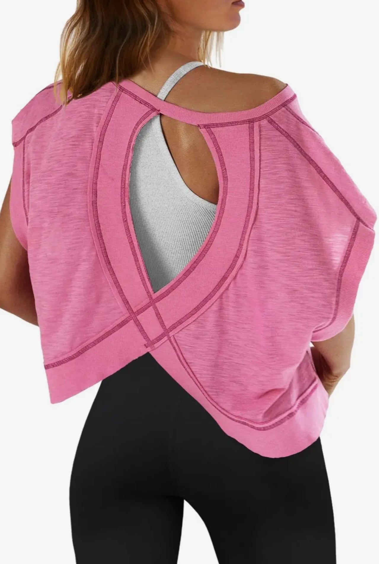 Cutout back short sleeve tee