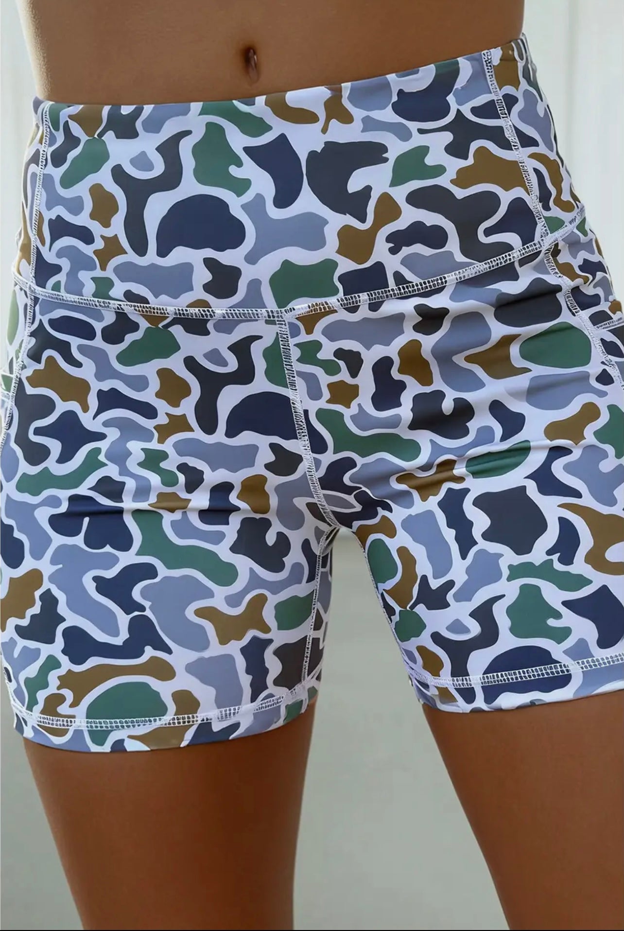 Camo Biker Shorts with a pocket
