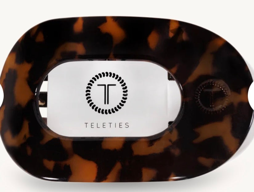 Teletie Large Round Flat Clip - Tortoise