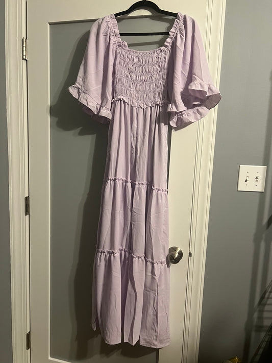 Lilac Maxi Dress with side pockets