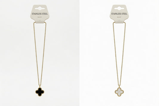 Quatrefoil Shape Double sided Necklace with Pendant (Small)