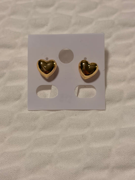 Gold Heart Stud Earrings