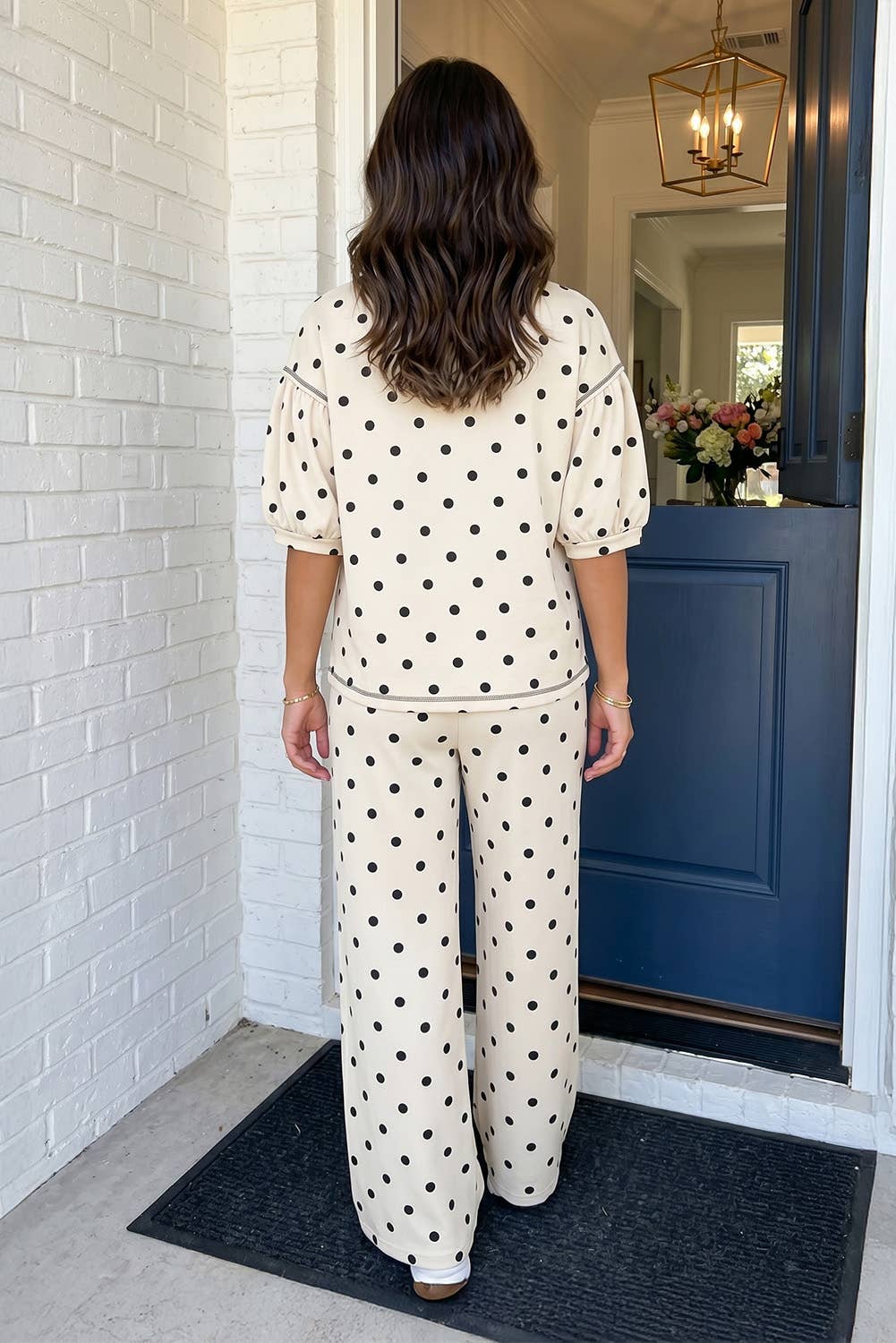LAS Polka Dot Casual Half Sleeve Shift Lounge Set (S-XL)