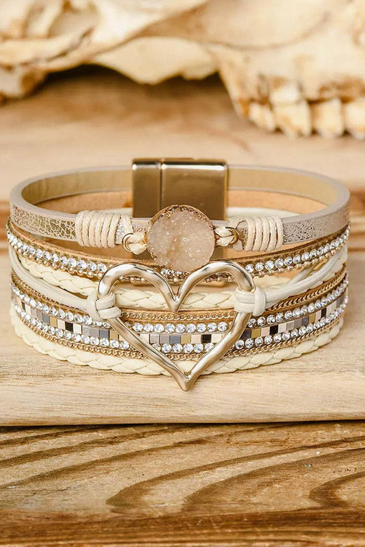 Bohemian Heart Buckle Bracelet | Rhinestone Magnetic