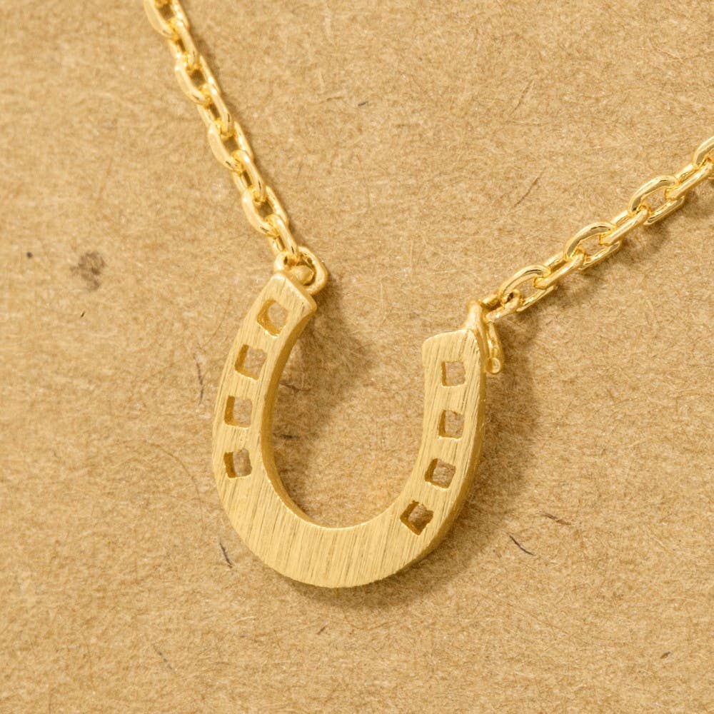 Mini Horseshoe Pendant Necklace Gold