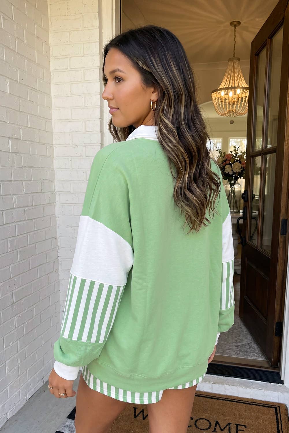 LAS Striped Colorblock Drawstring Shift Lounge Set (S-XL)