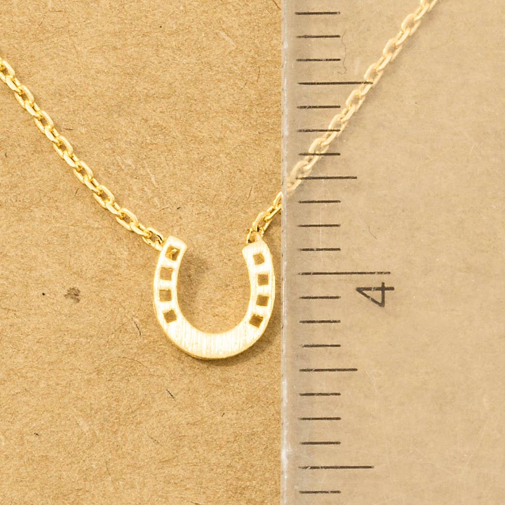 Mini Horseshoe Pendant Necklace Gold